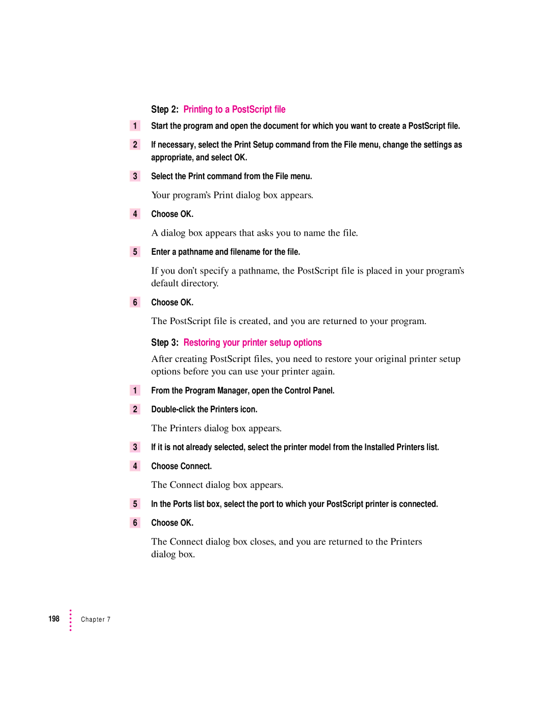 Apple 12/600PS manual Printing to a PostScript file, Your program’s Print dialog box appears 