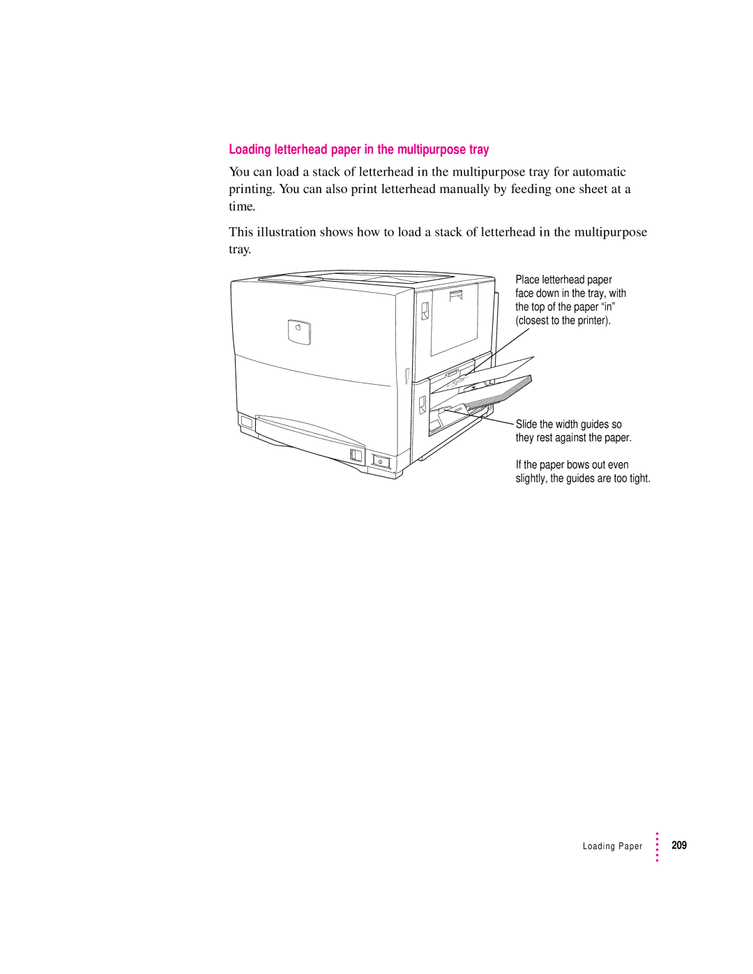 Apple 12/600PS manual Loading letterhead paper in the multipurpose tray 