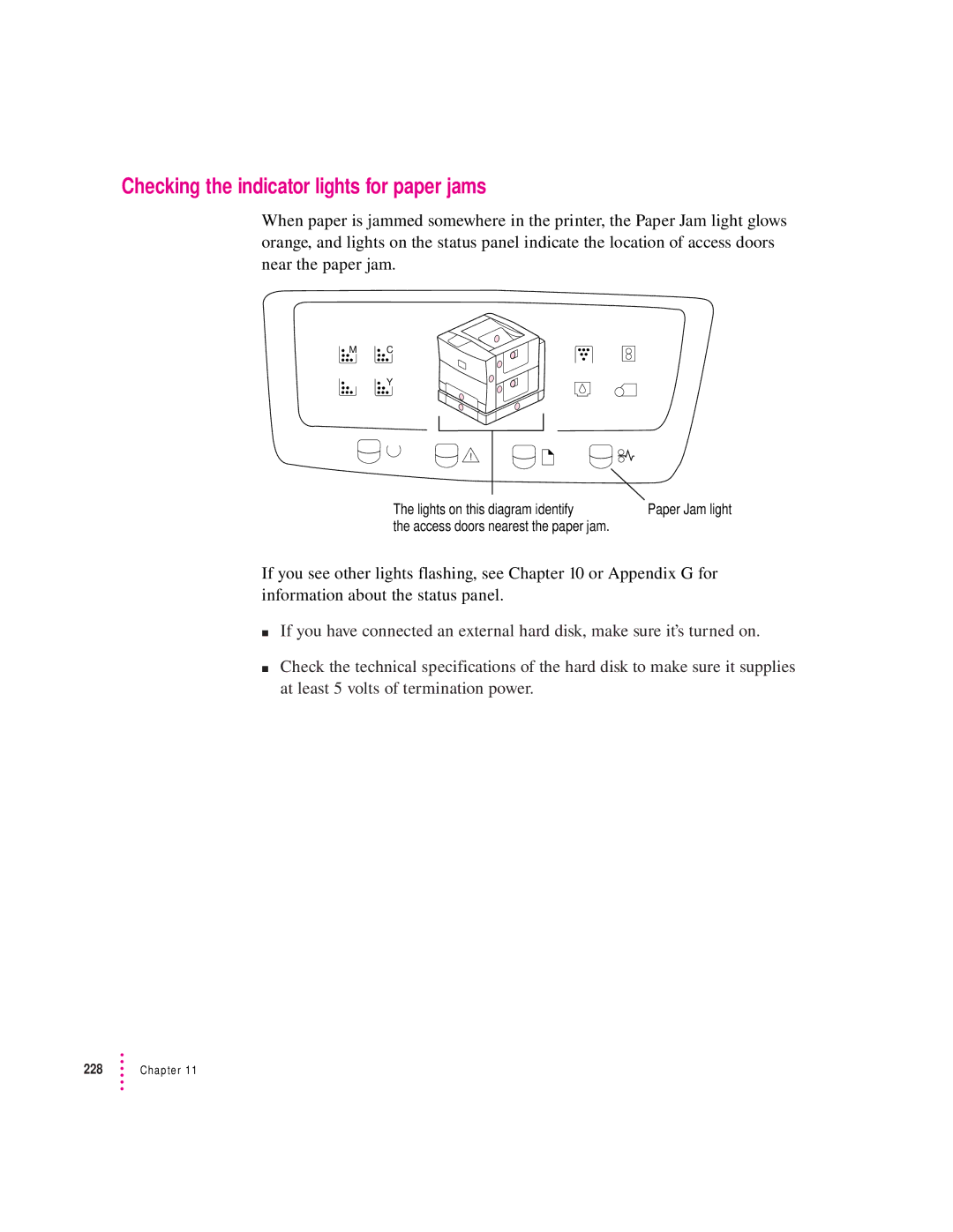 Apple 12/600PS manual Checking the indicator lights for paper jams 