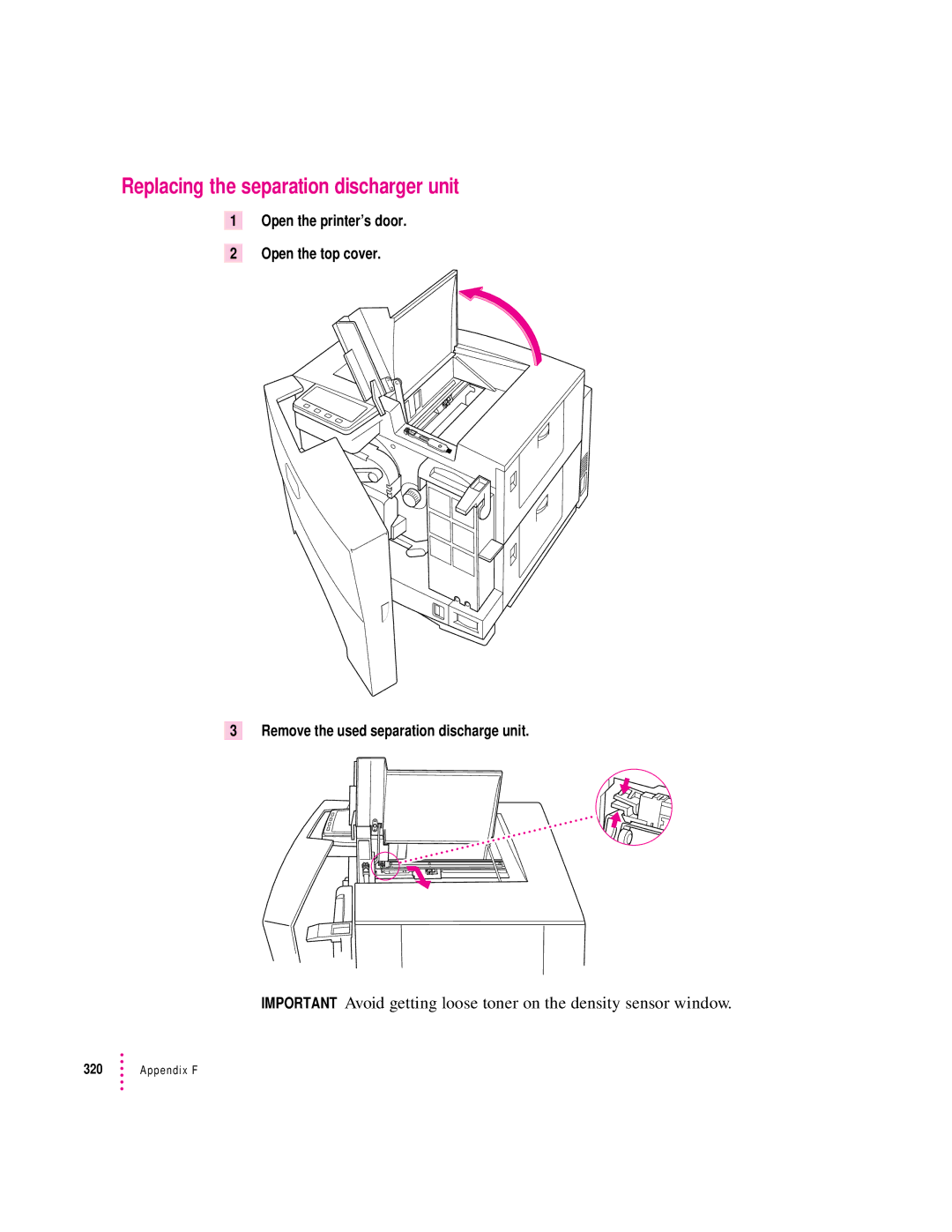 Apple 12/600PS manual Replacing the separation discharger unit 