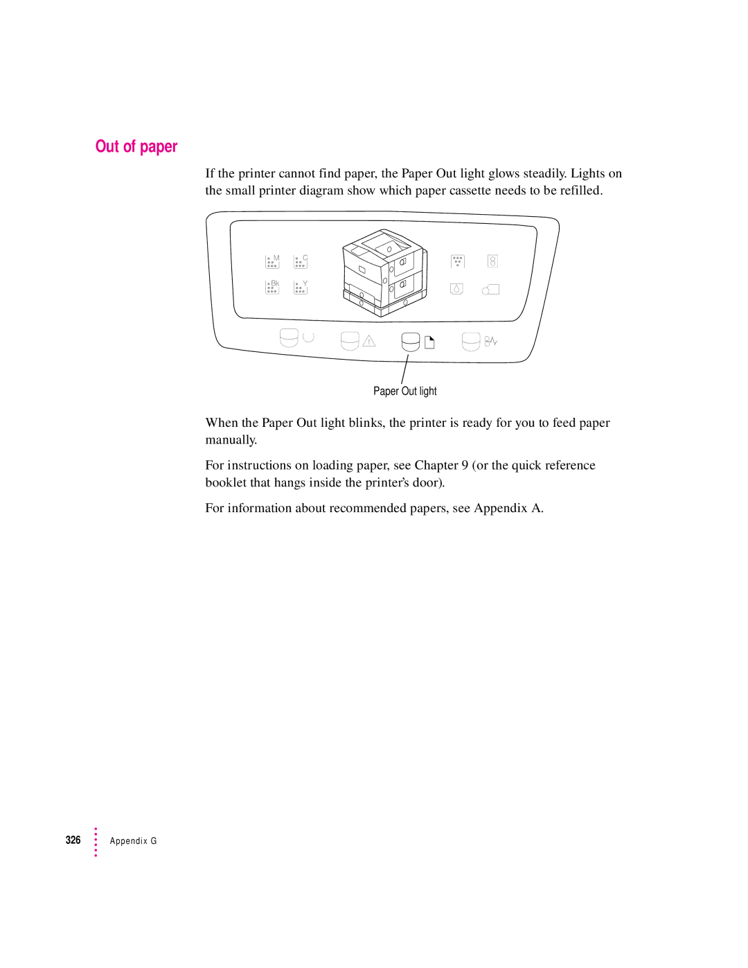 Apple 12/600PS manual Out of paper 