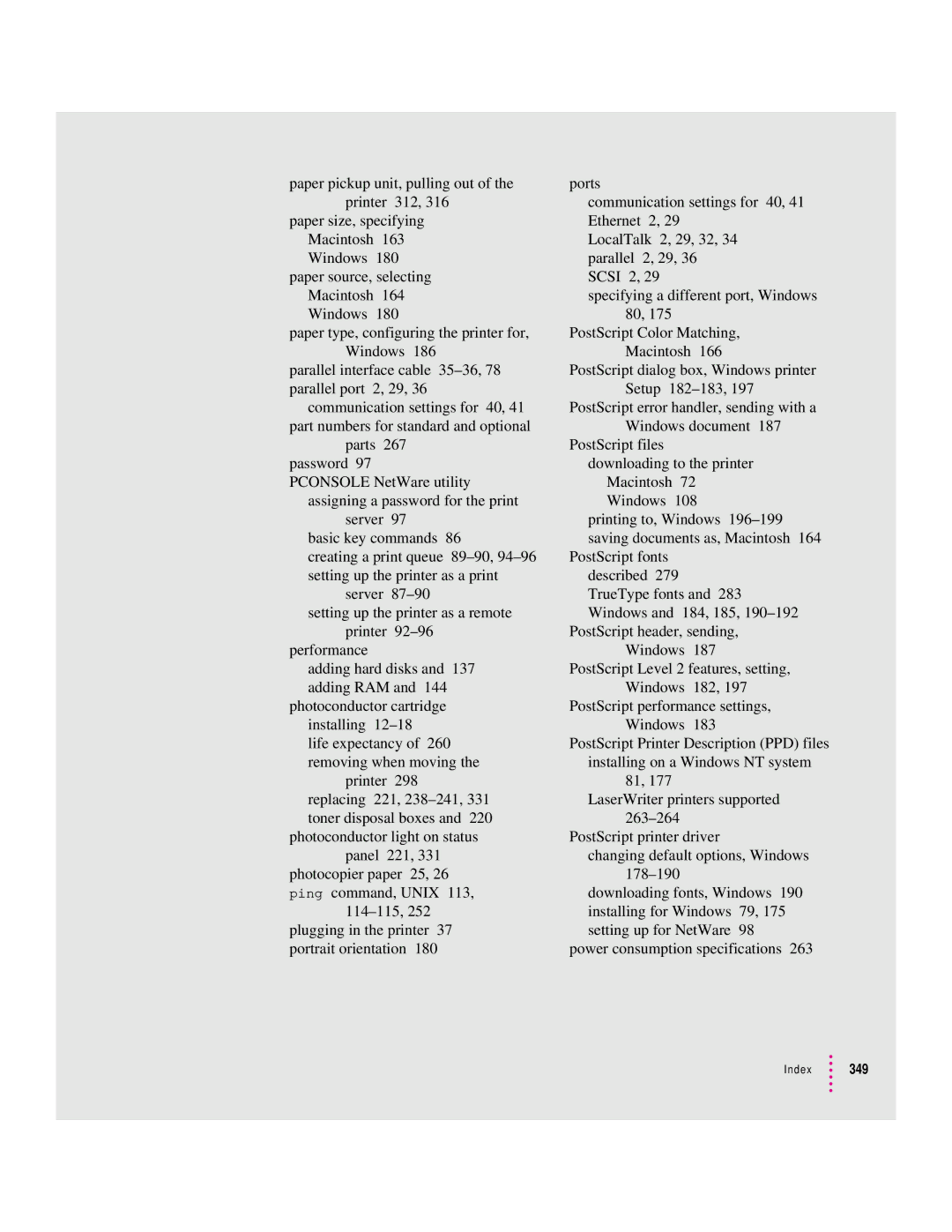 Apple 12/600PS manual Index 