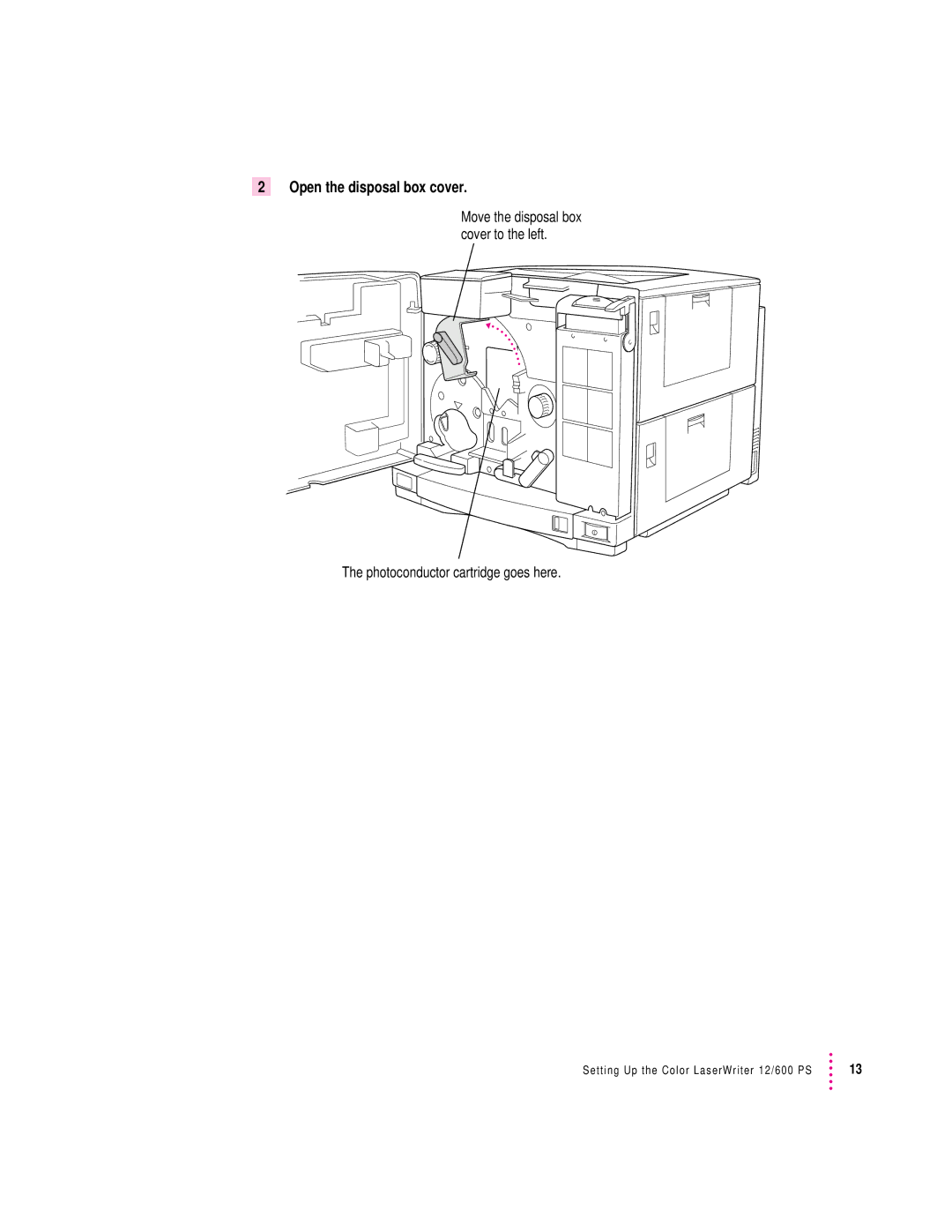 Apple 12/600PS manual Open the disposal box cover 