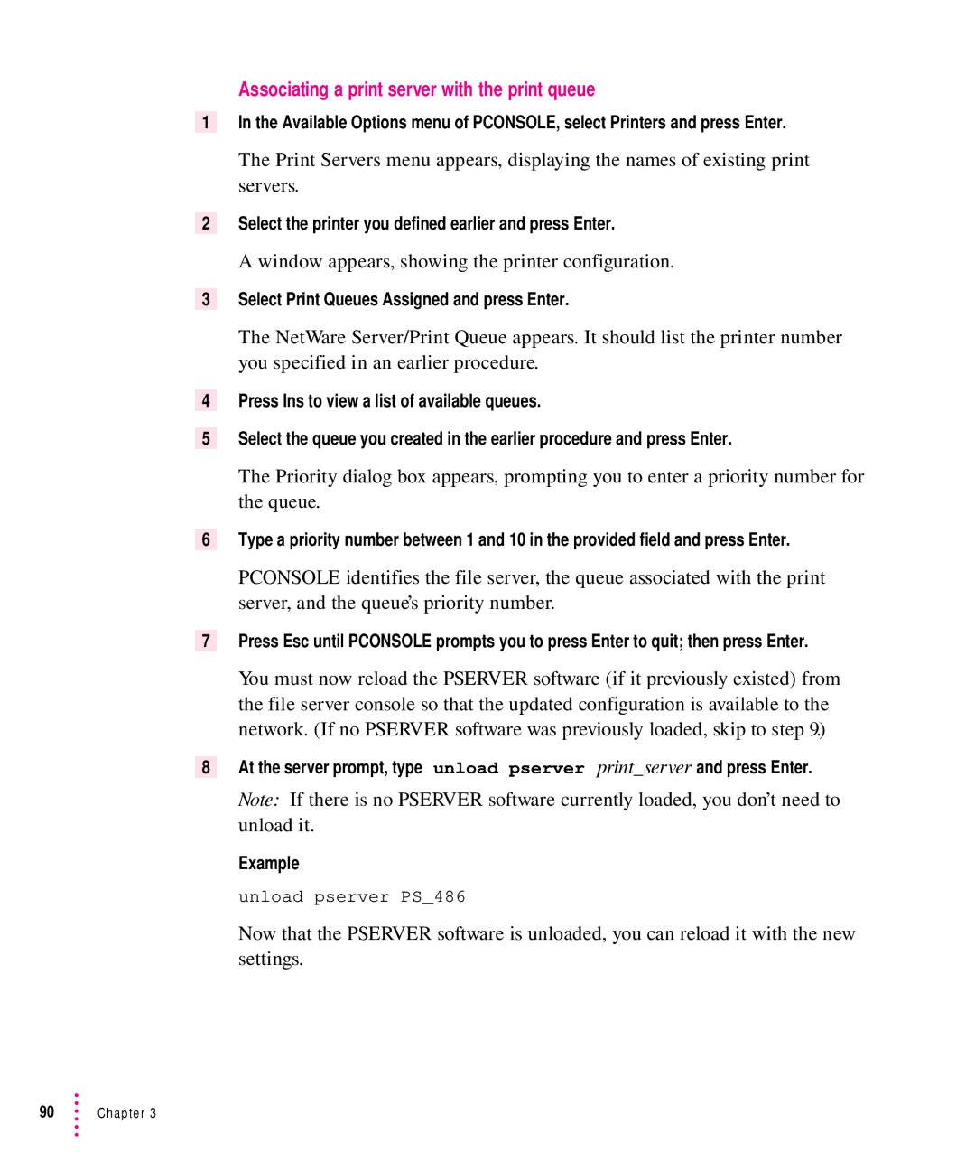 Apple 12/640PS manual Associating a print server with the print queue, Window appears, showing the printer configuration 