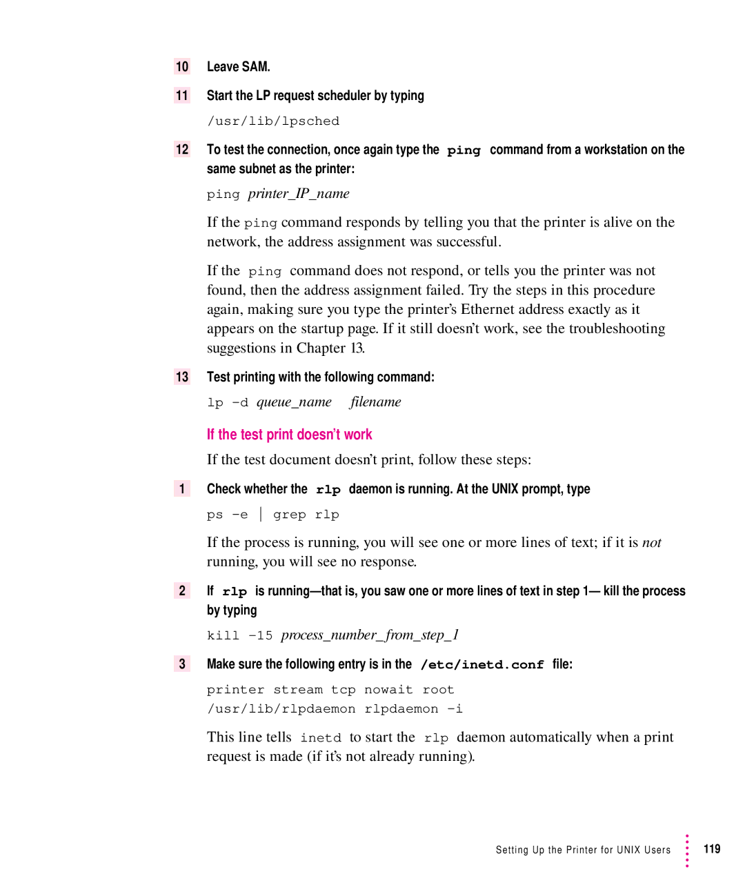 Apple 12/640PS manual If the test print doesn’t work, If the test document doesn’t print, follow these steps 