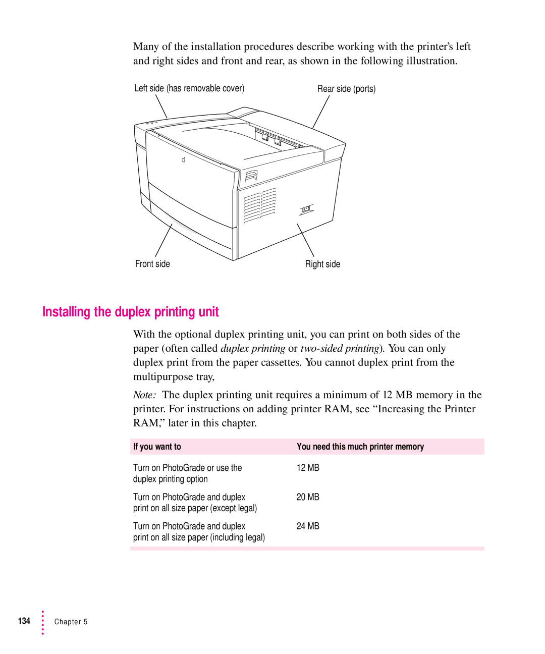 Apple 12/640PS manual Installing the duplex printing unit 