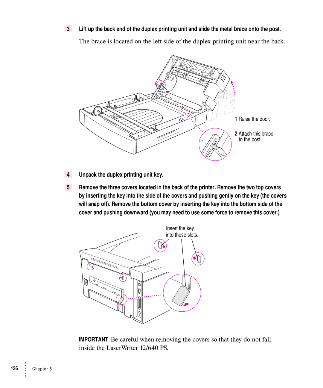 Apple 12/640PS manual Unpack the duplex printing unit key 