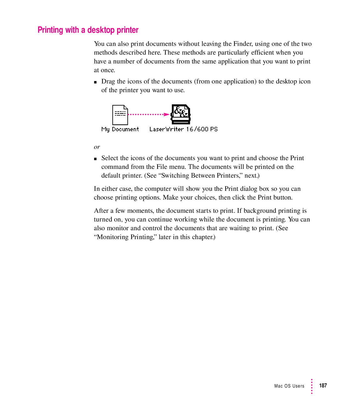 Apple 12/640PS manual Printing with a desktop printer 