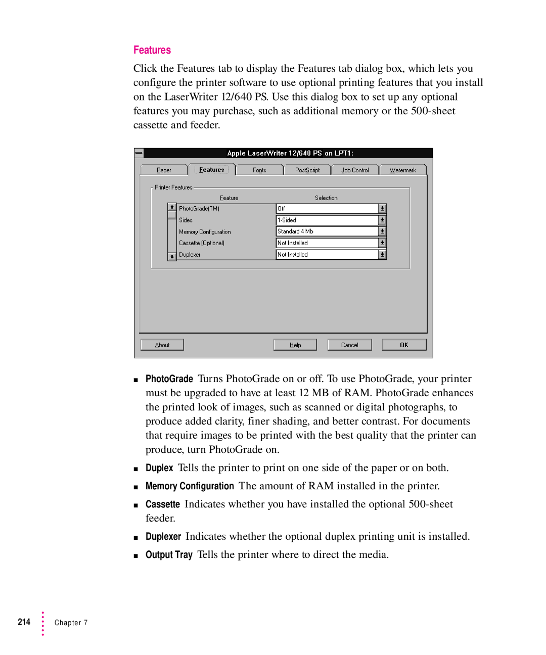 Apple 12/640PS manual Features 