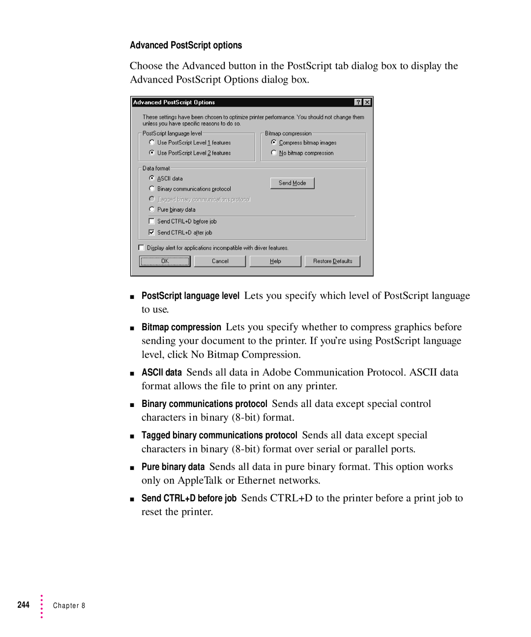 Apple 12/640PS manual Advanced PostScript options 