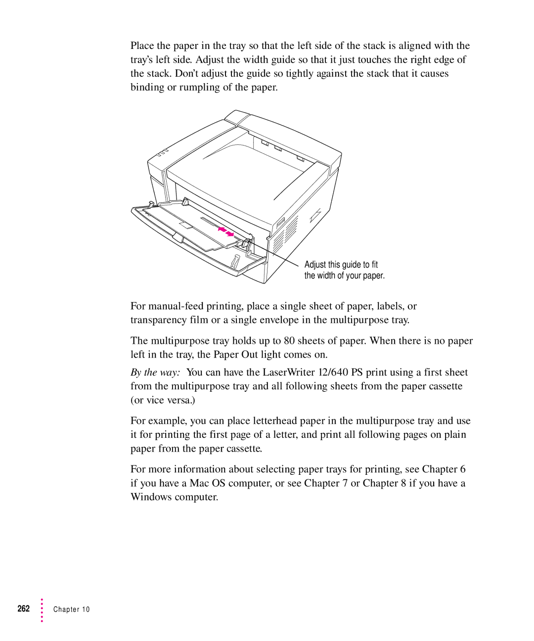 Apple 12/640PS manual Adjust this guide to fit the width of your paper 