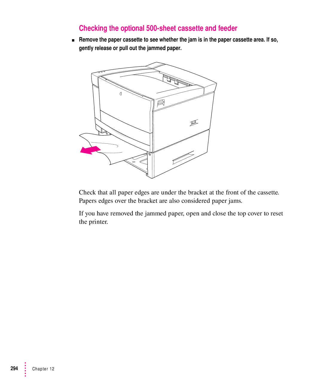 Apple 12/640PS manual Checking the optional 500-sheet cassette and feeder 