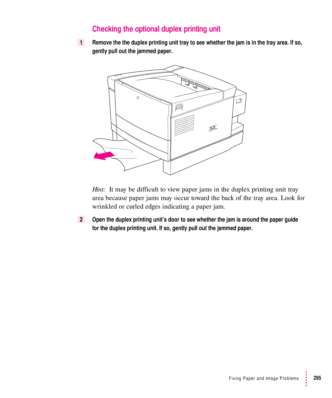 Apple 12/640PS manual Checking the optional duplex printing unit 