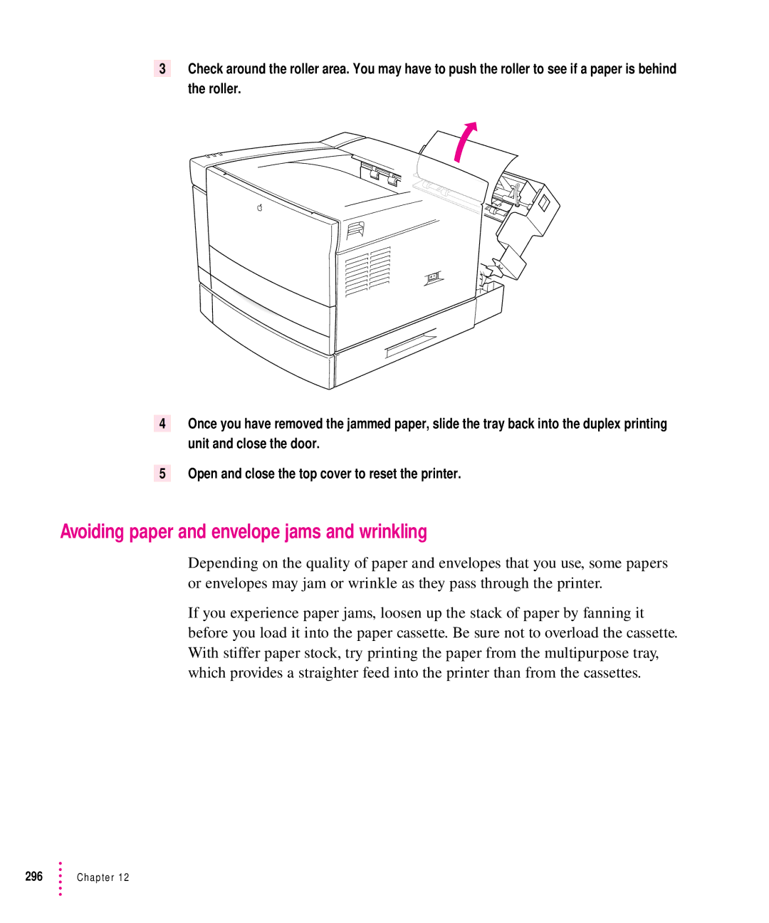 Apple 12/640PS manual Avoiding paper and envelope jams and wrinkling 