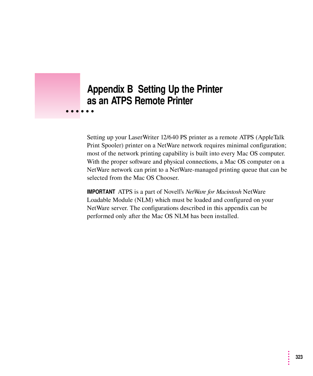 Apple 12/640PS manual Appendix B Setting Up the Printer as an Atps Remote Printer 