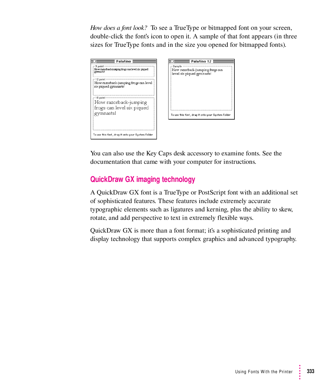 Apple 12/640PS manual QuickDraw GX imaging technology 