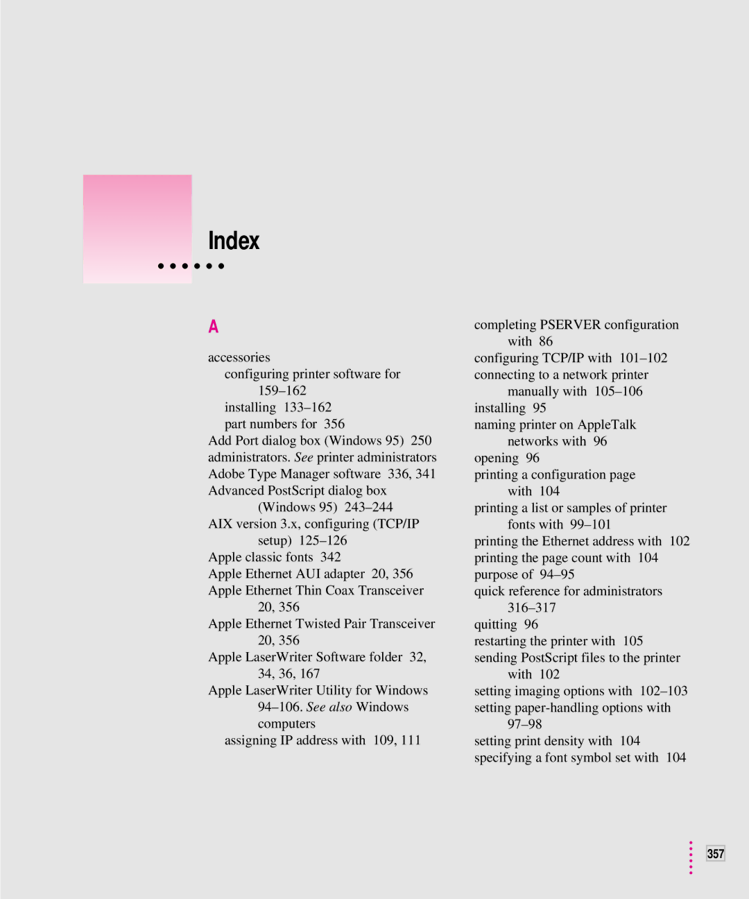 Apple 12/640PS manual Index 