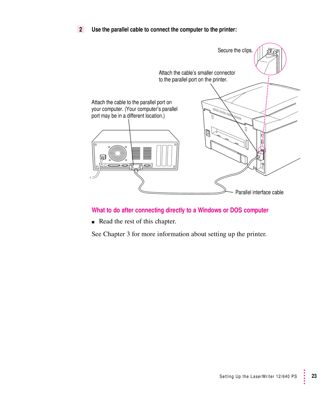 Apple 12/640PS manual Secure the clips 