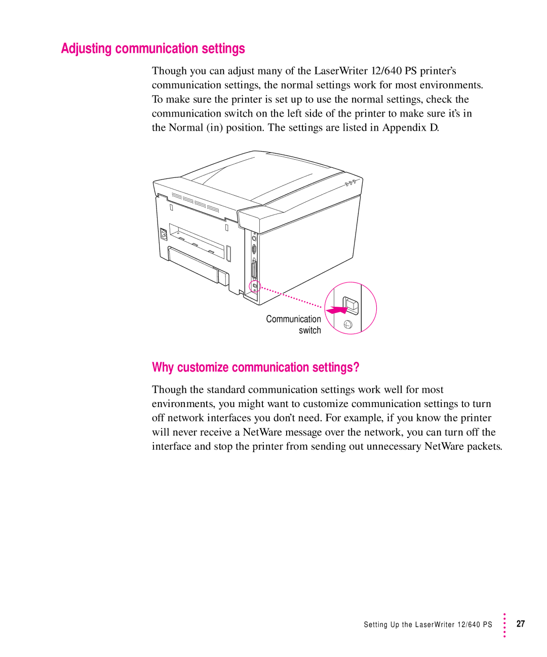 Apple 12/640PS manual Adjusting communication settings, Why customize communication settings? 