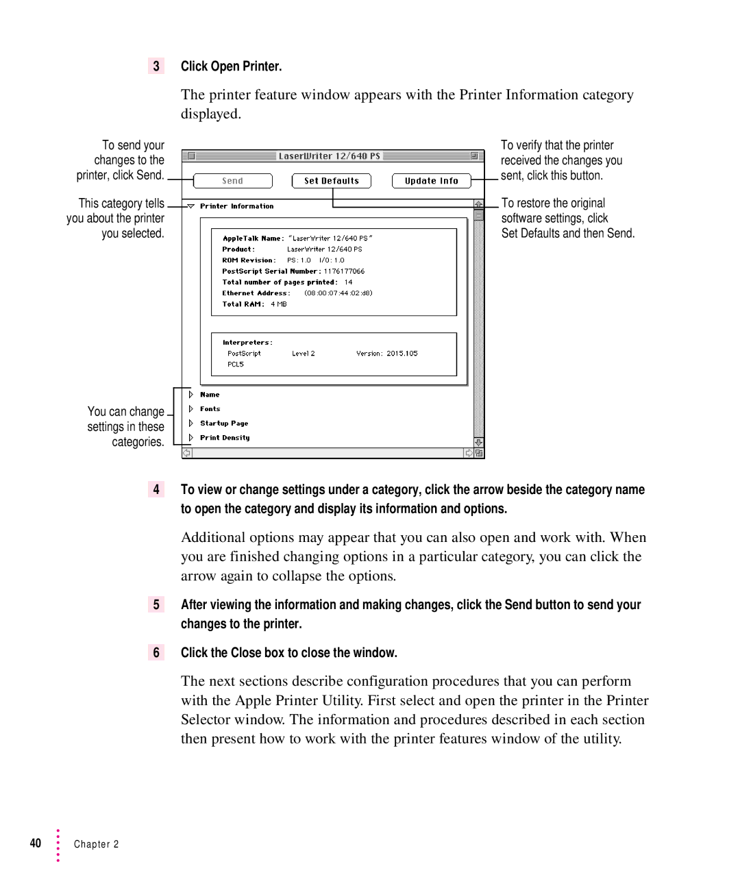 Apple 12/640PS manual Click Open Printer 