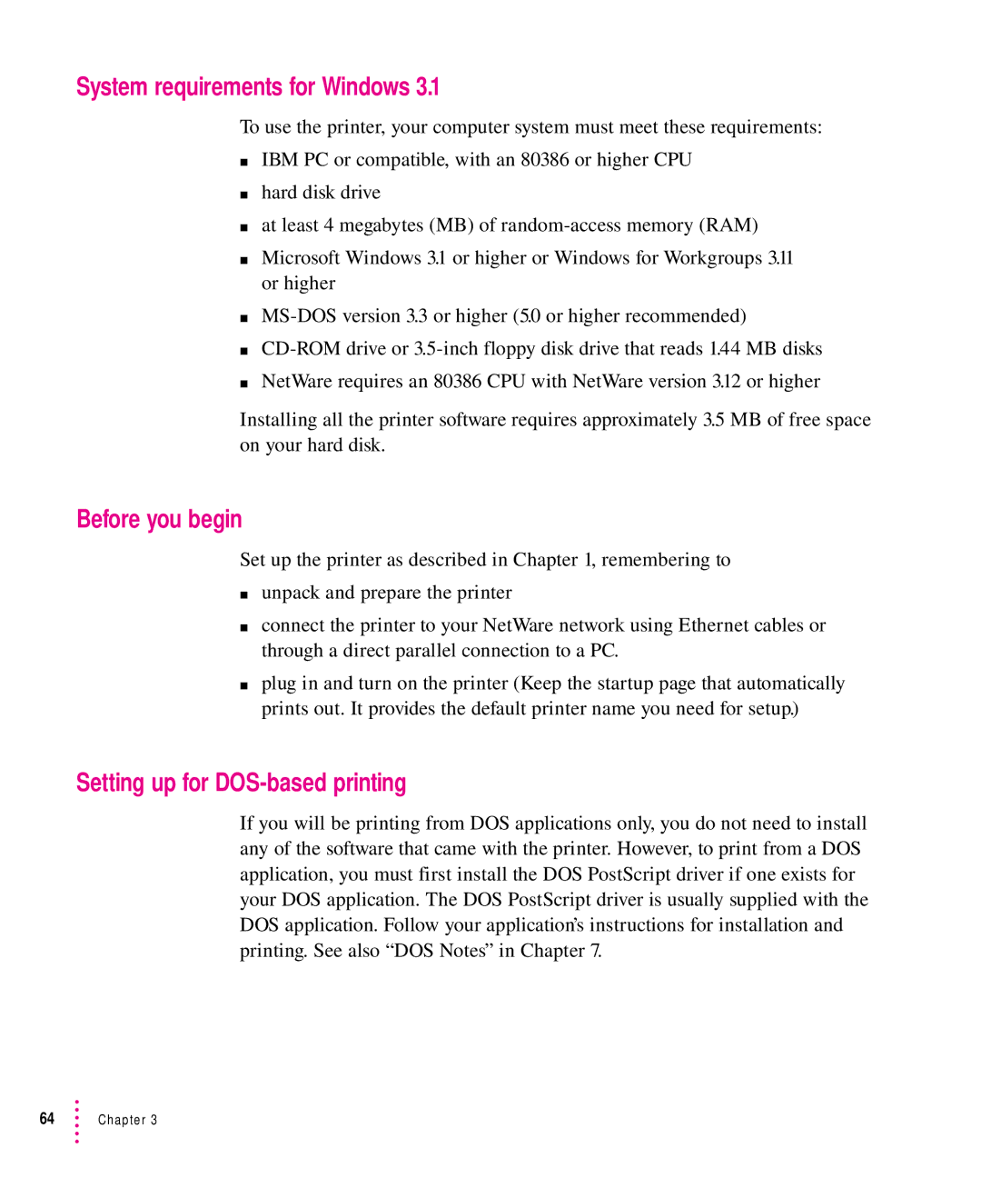 Apple 12/640PS manual Before you begin, Setting up for DOS-based printing 