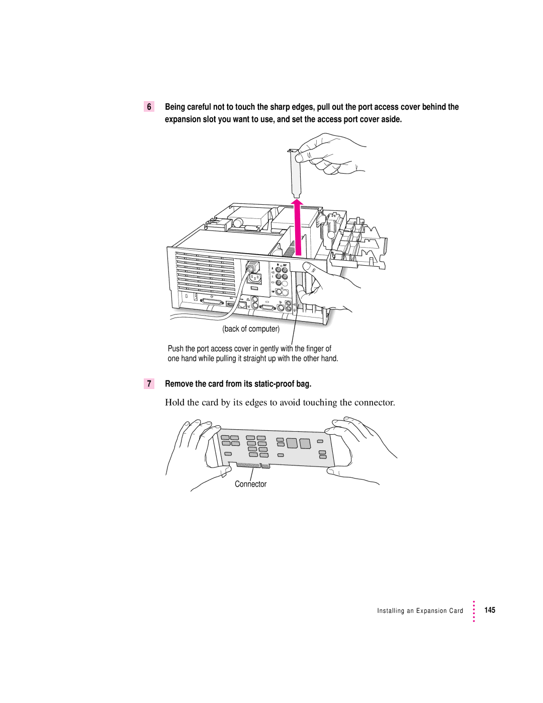 Apple 132 Series Hold the card by its edges to avoid touching the connector, Remove the card from its static-proof bag 