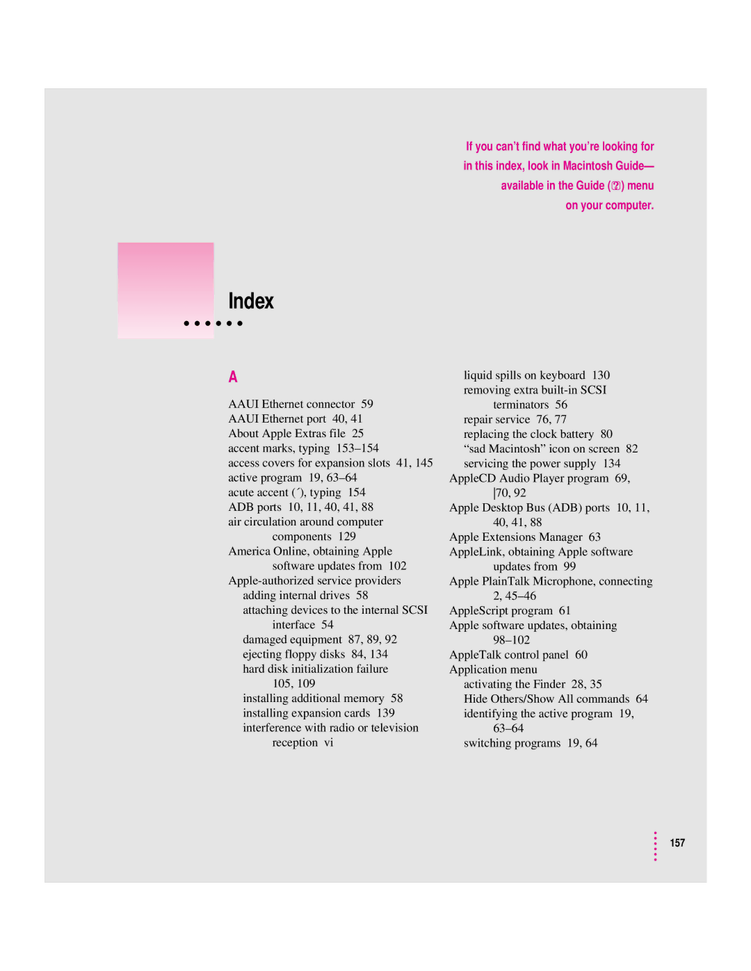 Apple 132 Series appendix Index 