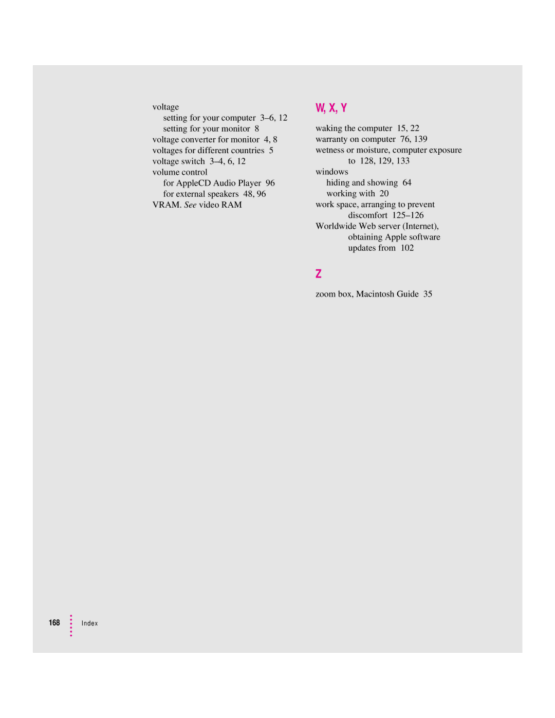 Apple 132 Series appendix Index 