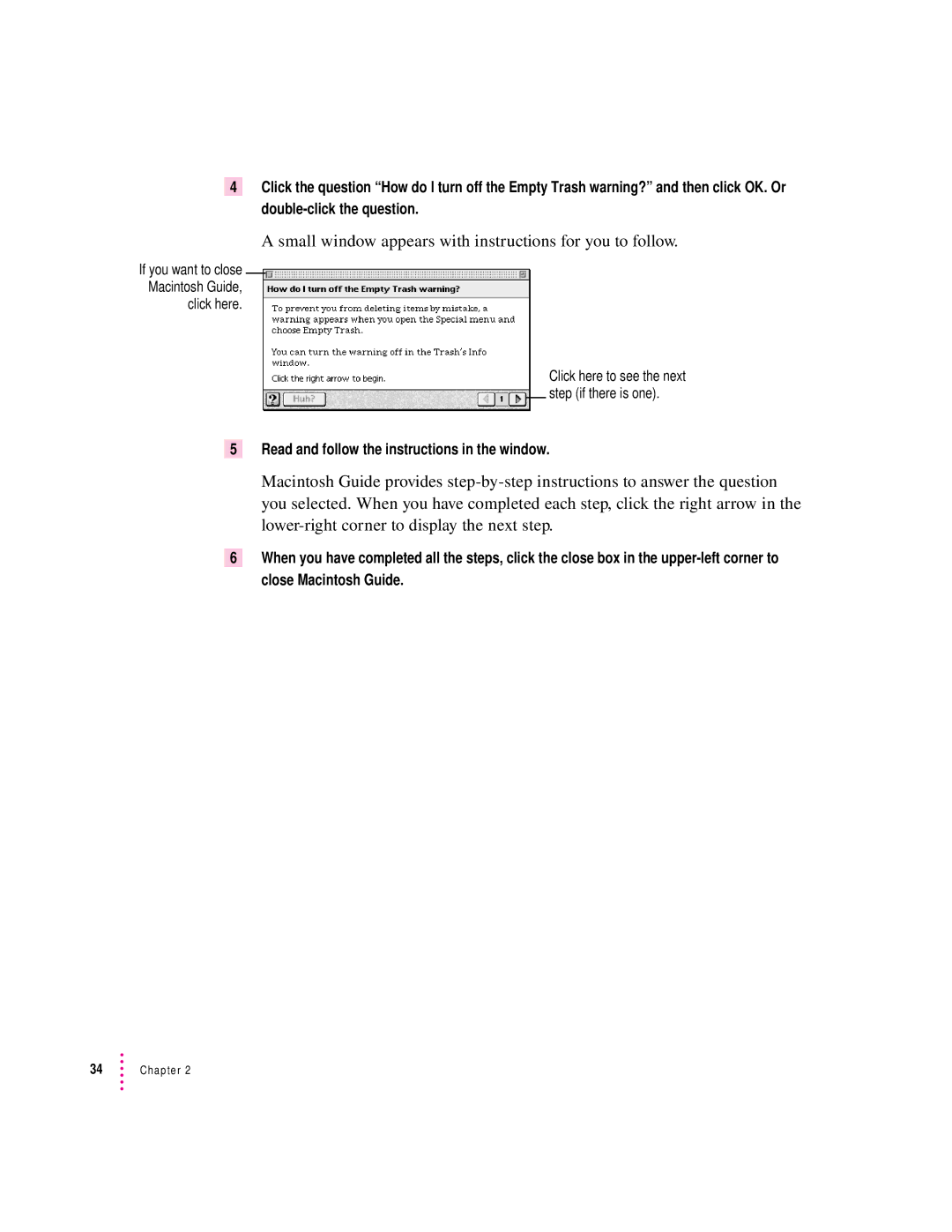 Apple 132 Series appendix If you want to close Macintosh Guide, click here 