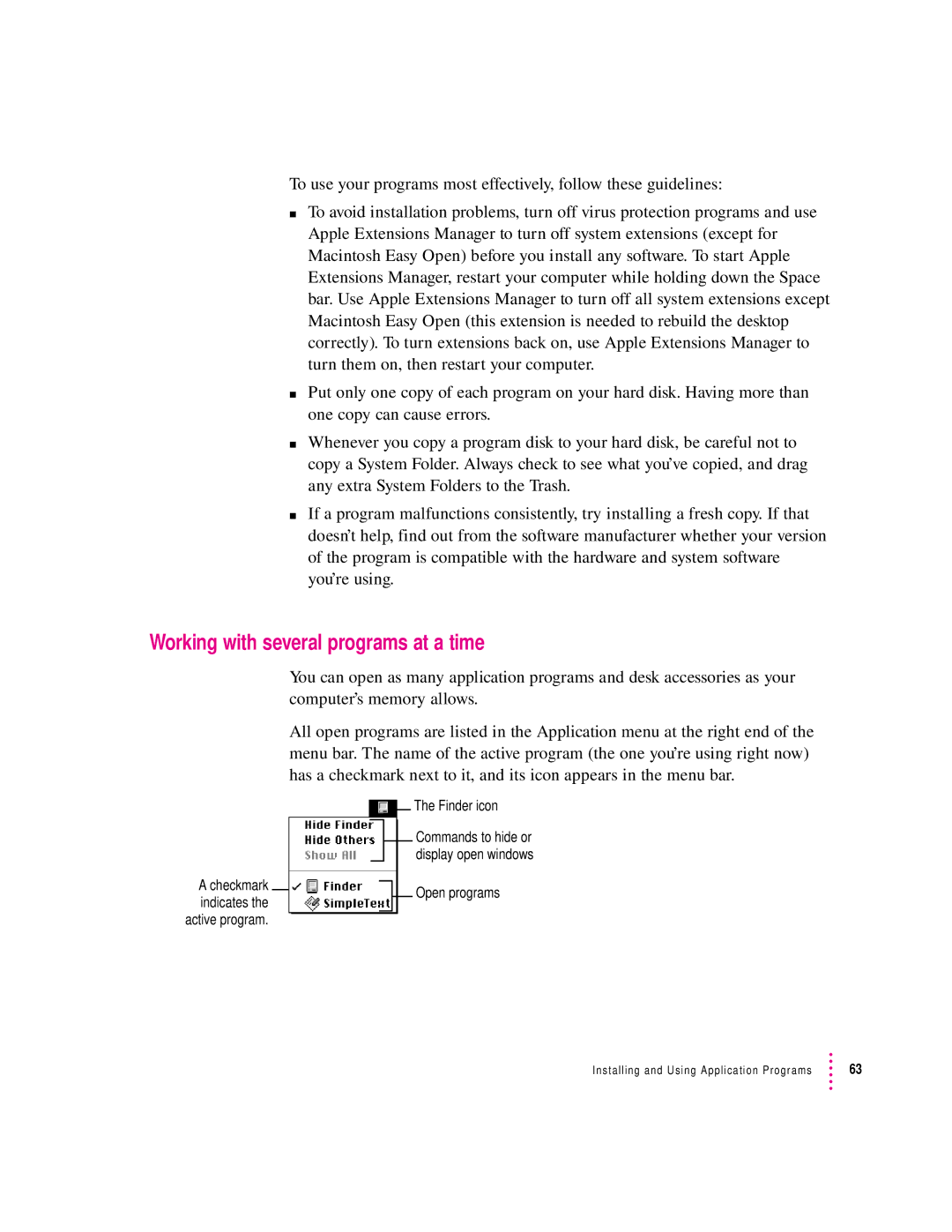 Apple 132 Series appendix Working with several programs at a time 