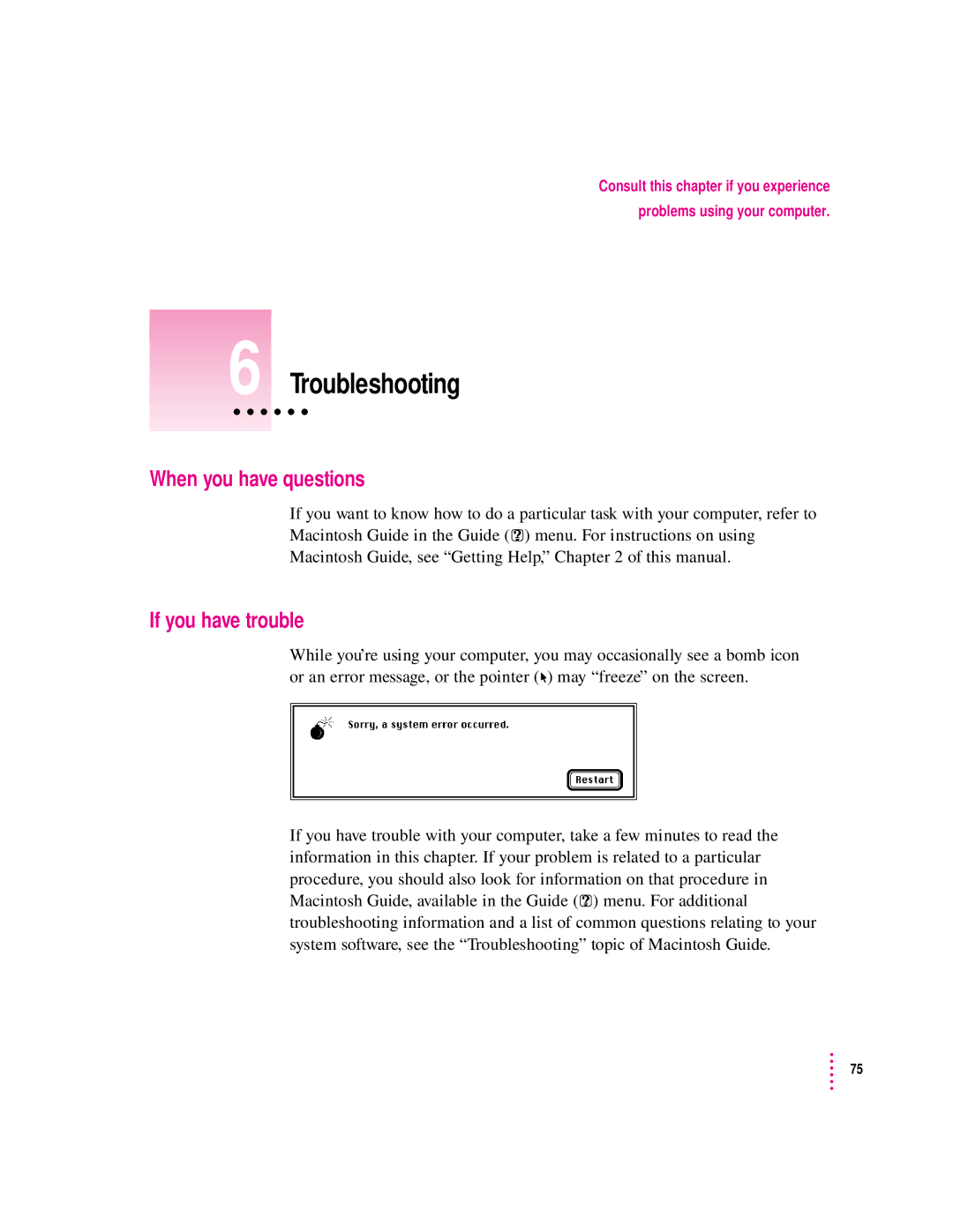 Apple 132 Series appendix When you have questions, If you have trouble 