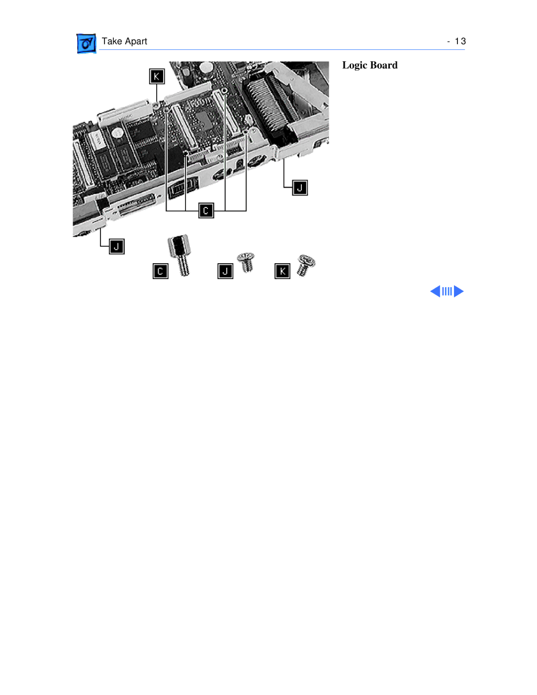 Apple 1400C/133, 1400CS/117, 1400CS/166, 1400CS/133, 1400C/166, 1400C/117 manual Logic Board 