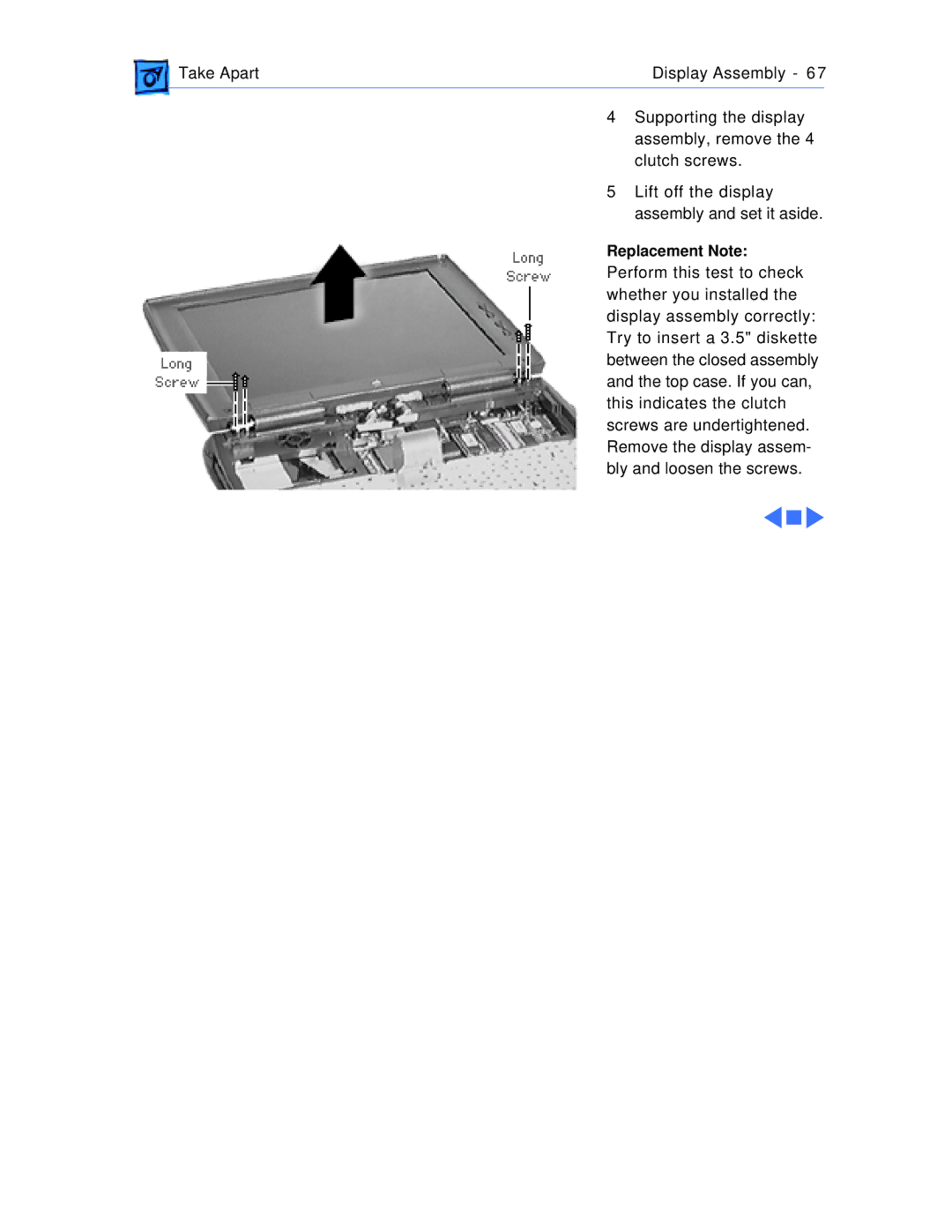 Apple 1400C/133, 1400CS/117, 1400CS/166, 1400CS/133, 1400C/166, 1400C/117 manual Lift off the display assembly and set it aside 