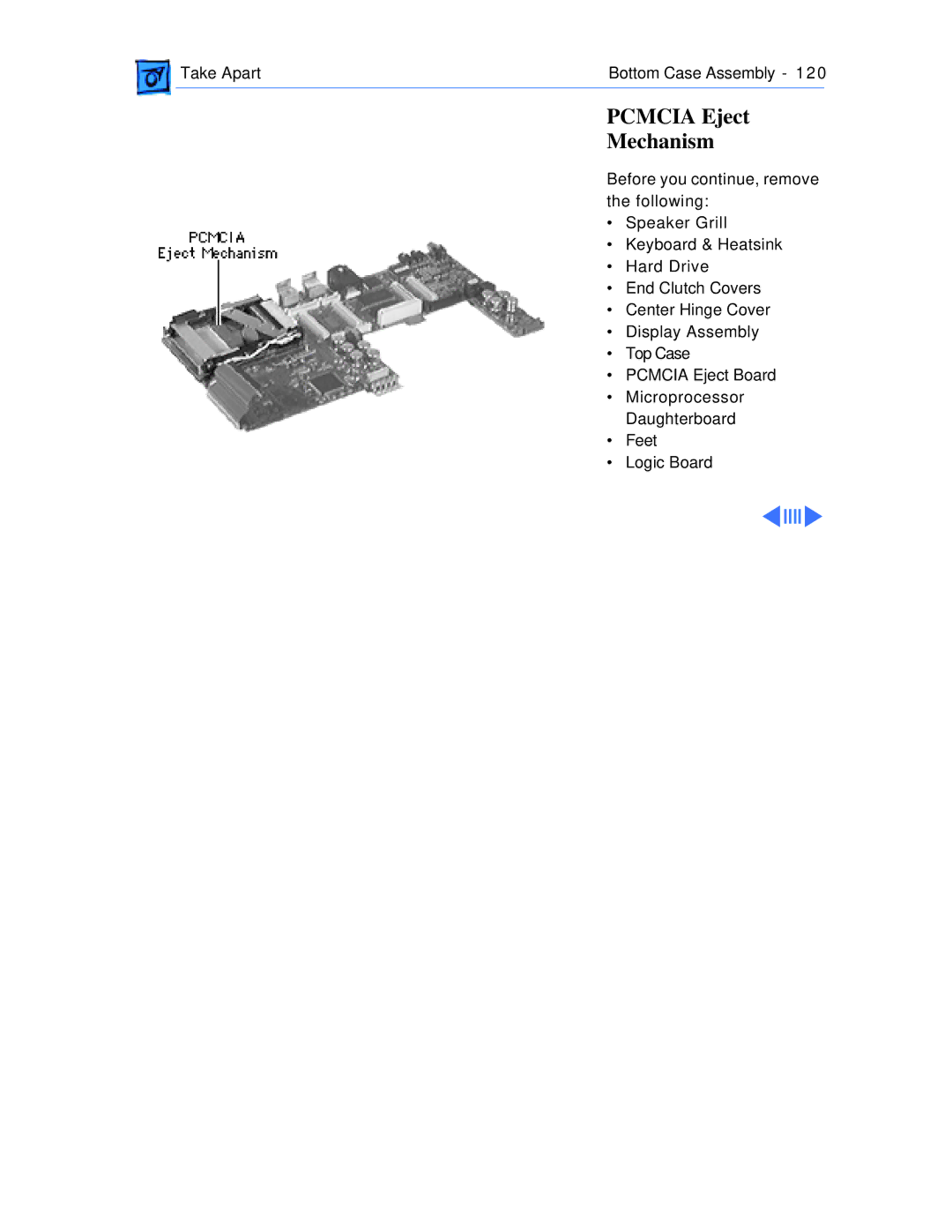 Apple 1400C/166, 1400CS/117, 1400CS/166, 1400CS/133, 1400C/133, 1400C/117 manual Pcmcia Eject Mechanism 