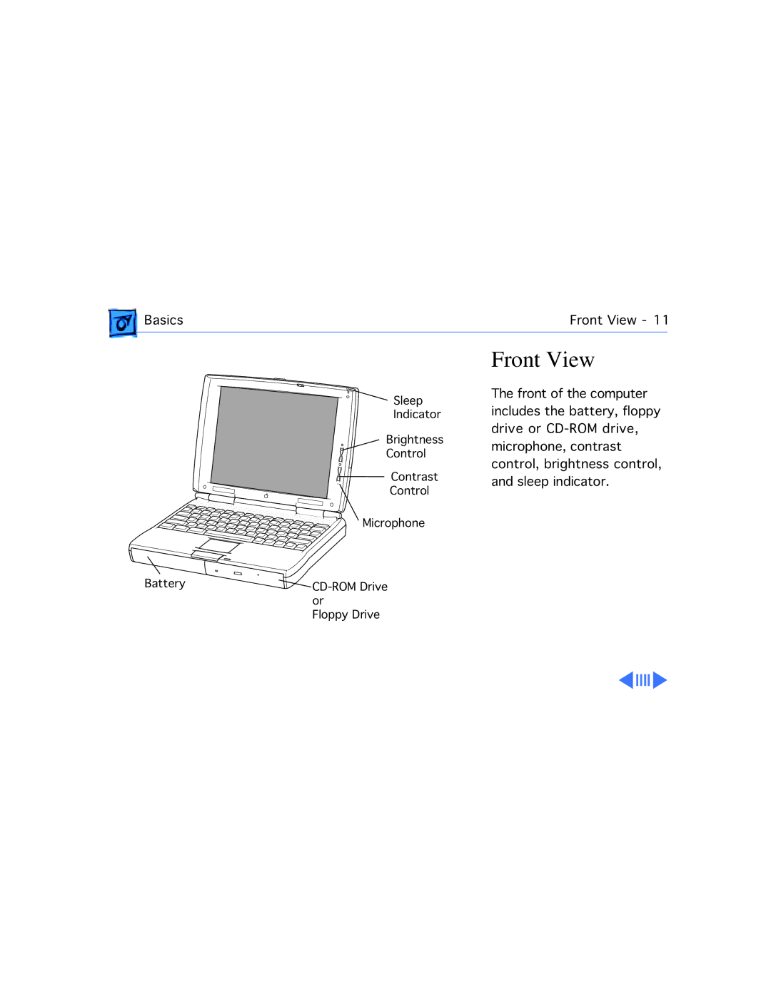 Apple 1400CS/133, 1400CS/117, 1400CS/166, 1400C/166, 1400C/133, 1400C/117 manual Front View 