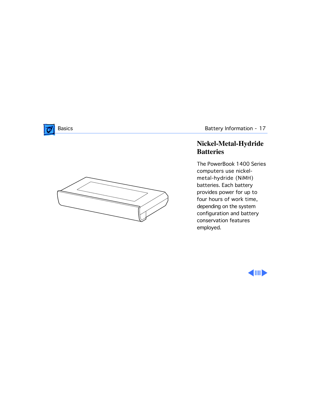 Apple 1400CS/133, 1400CS/117, 1400CS/166, 1400C/166, 1400C/133, 1400C/117 manual Nickel-Metal-Hydride Batteries 