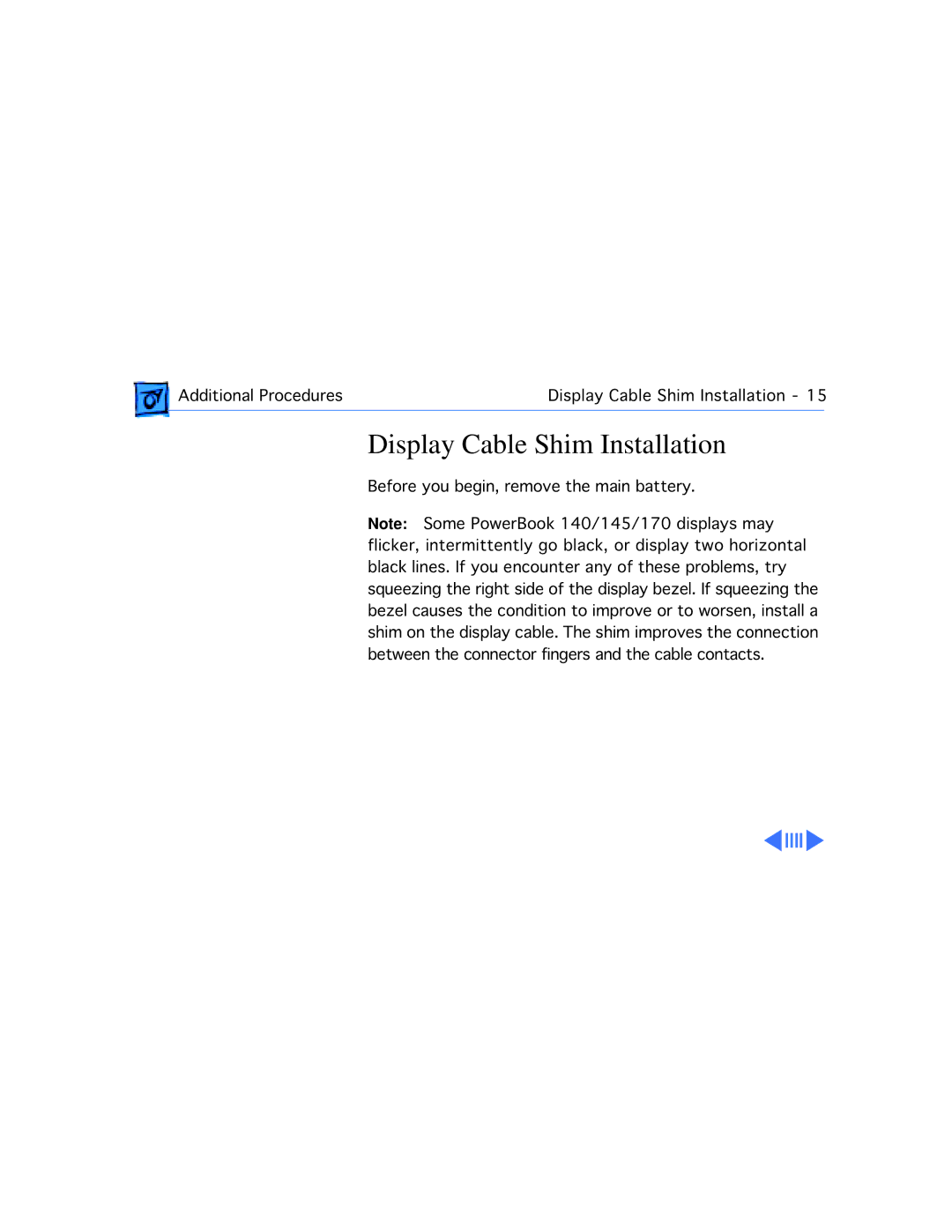 Apple 145B, 170 manual Display Cable Shim Installation 