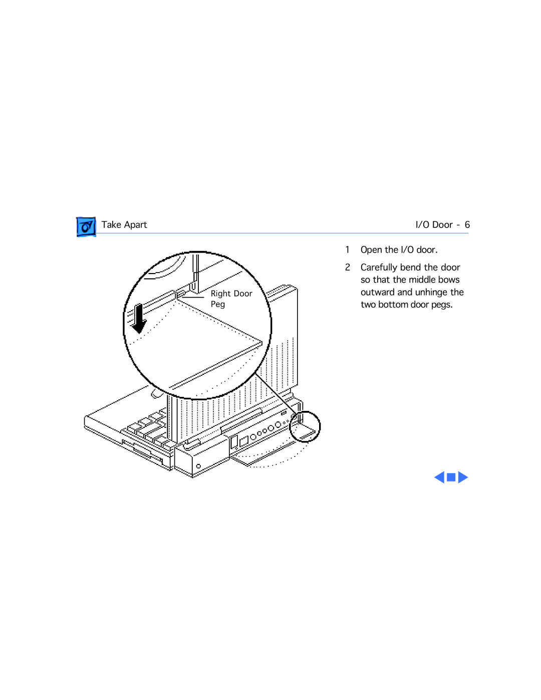 Apple 145B, 170 manual Right Door Peg 