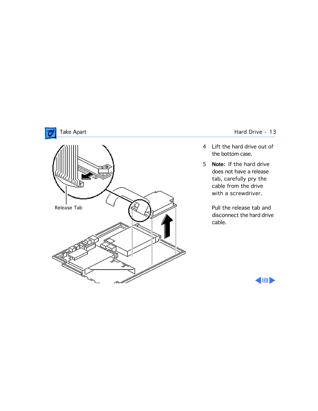 Apple 170, 145B manual Pull the release tab 