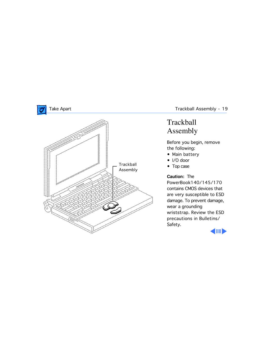 Apple 170, 145B manual Trackball Assembly 