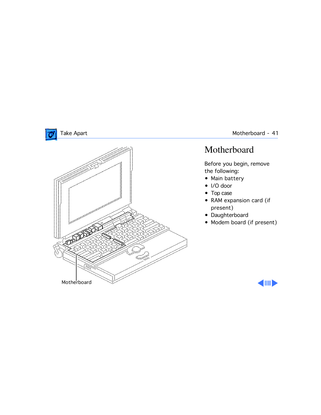 Apple 145B, 170 manual Motherboard 