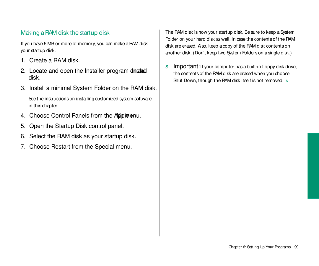 Apple 145 manual Making a RAM disk the startup disk 