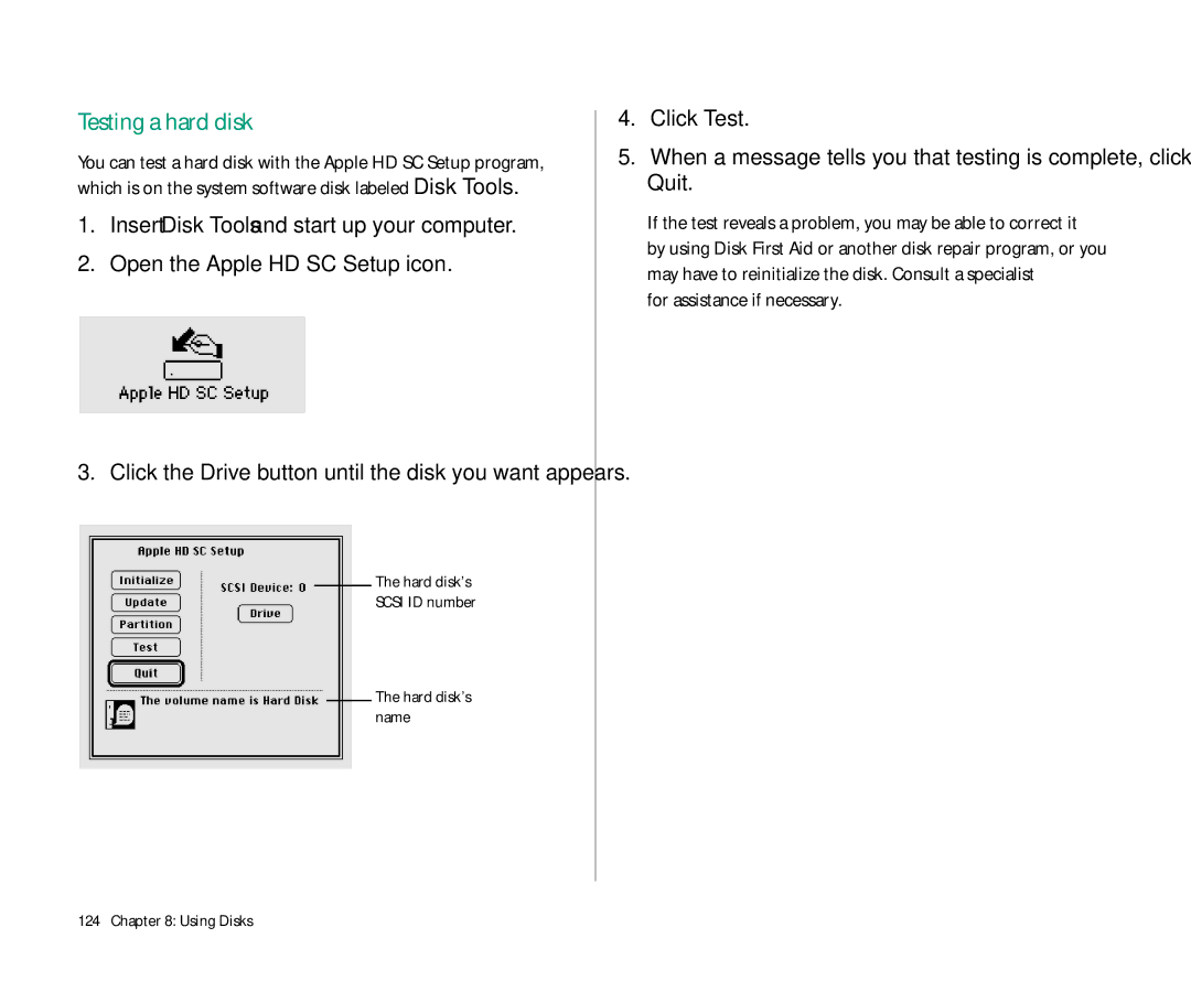 Apple 145 manual Testing a hard disk, For assistance if necessary 