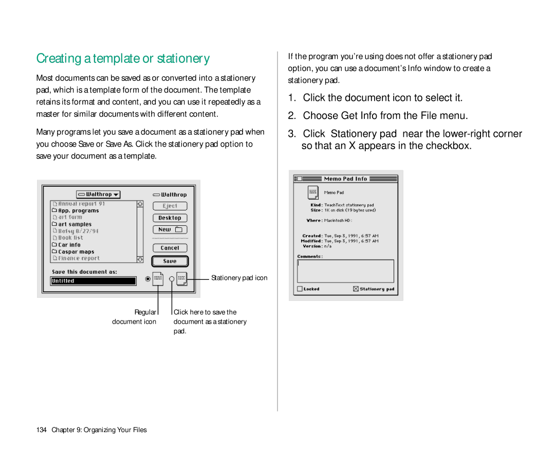 Apple 145 manual Creating a template or stationery 