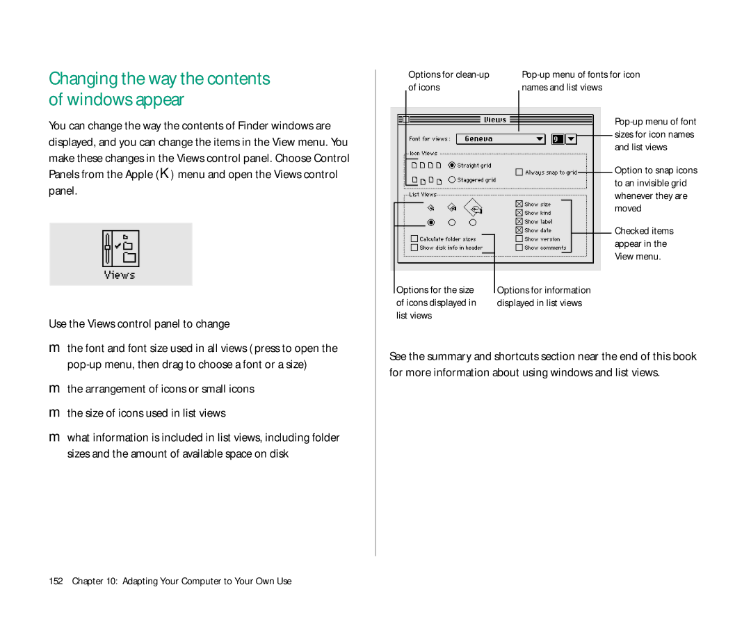 Apple 145 manual Changing the way the contents of windows appear 