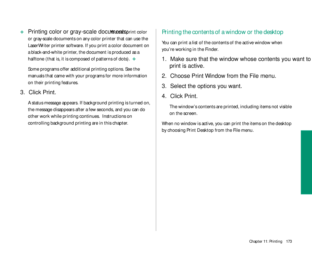 Apple 145 manual Printing the contents of a window or the desktop 