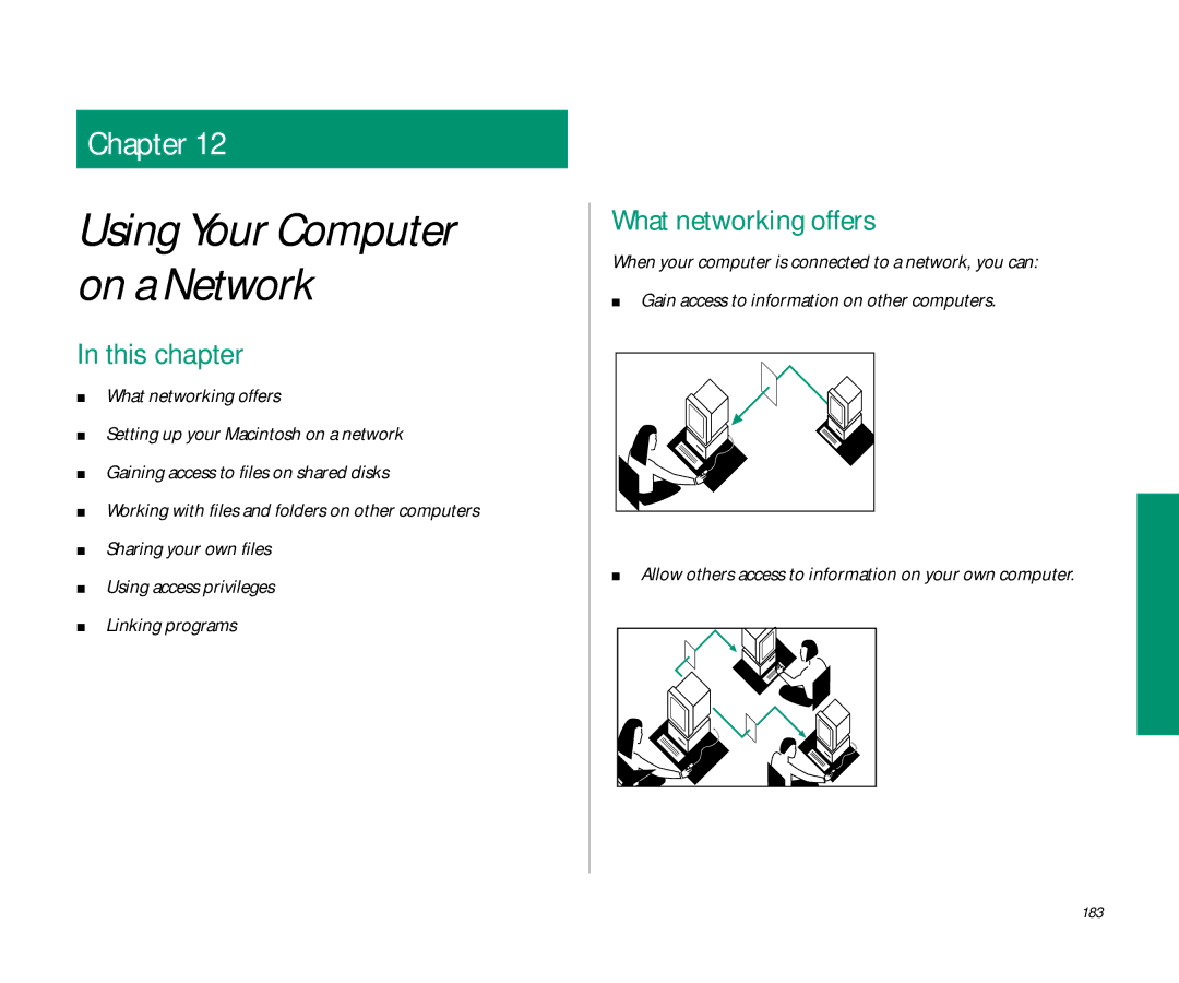 Apple 145 manual What networking offers, 183 