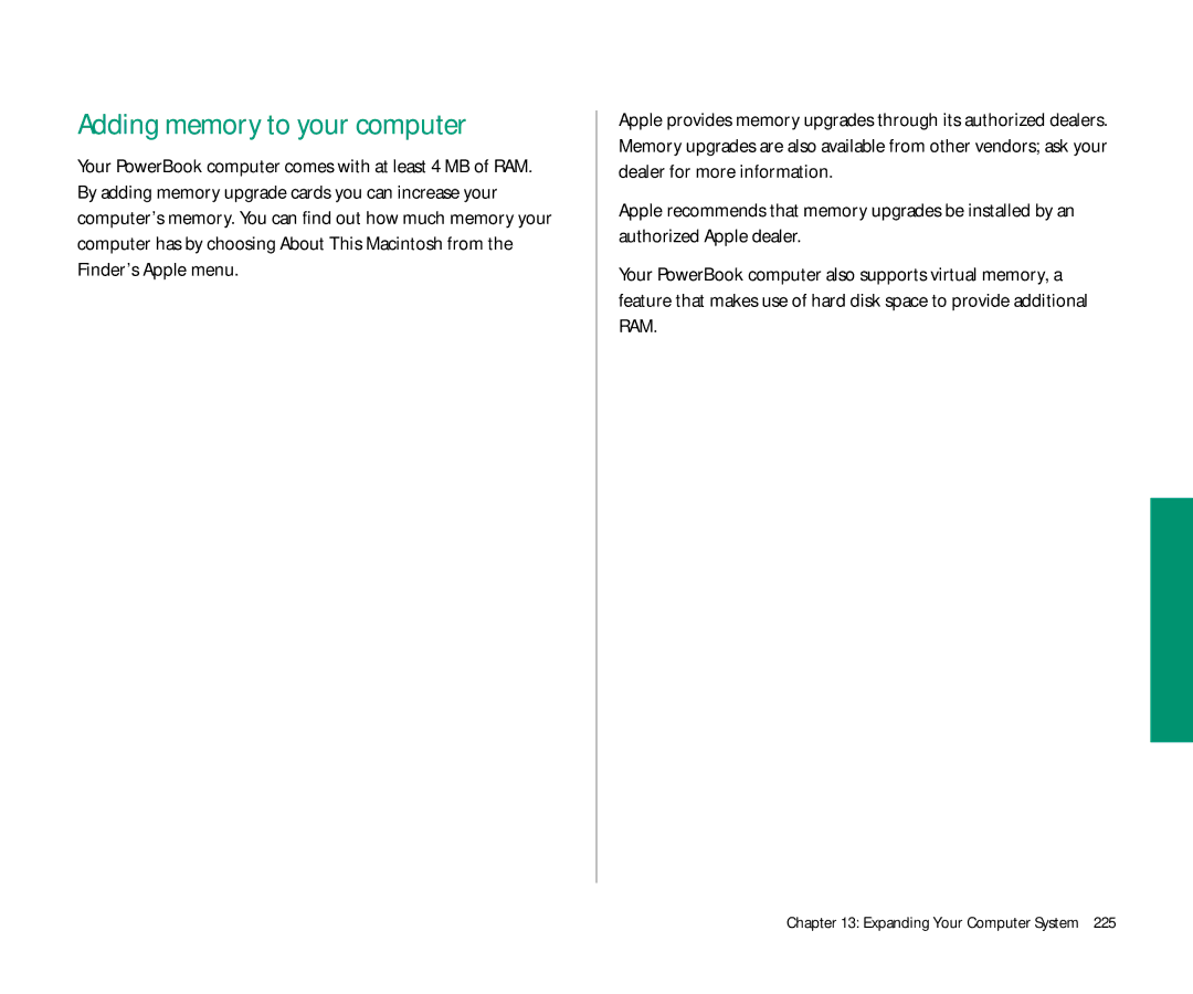 Apple 145 manual Adding memory to your computer 