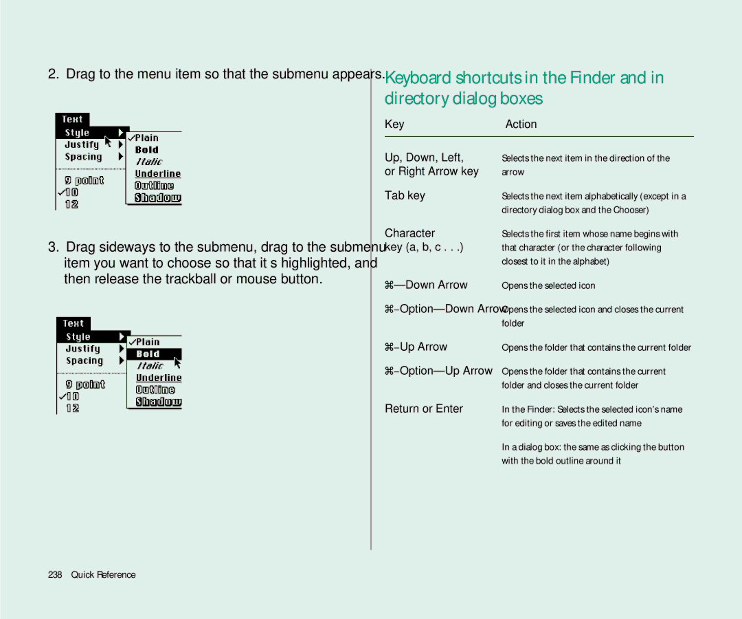 Apple 145 manual Drag to the menu item so that the submenu appears 