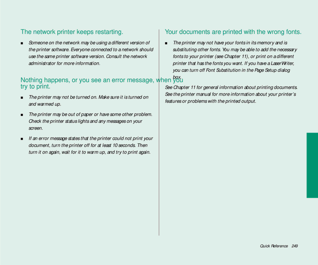 Apple 145 manual Network printer keeps restarting 